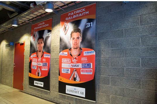 Vepor med spelare innan ishockeymatchen i SHL mellan