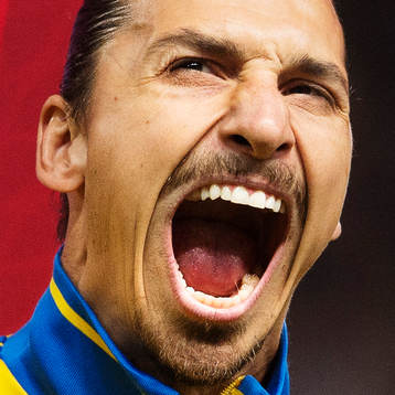 Sveriges Zlatan Ibrahimovic grimaserar