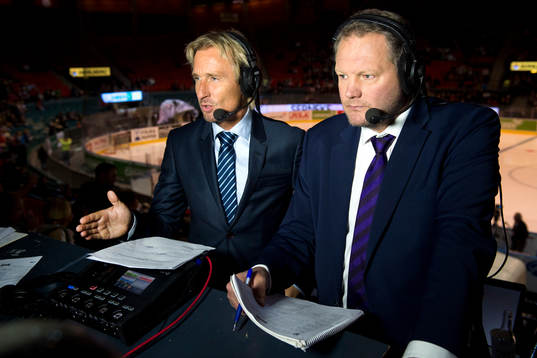 Kommentatorerna Patrik Westberg och Arton Blomsten