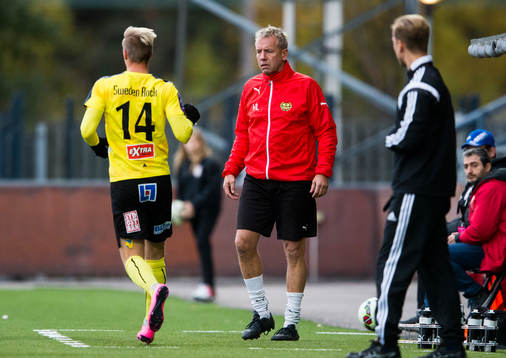 Mjällbys Mattias Håkansson och Mjällbys tränare Hans
