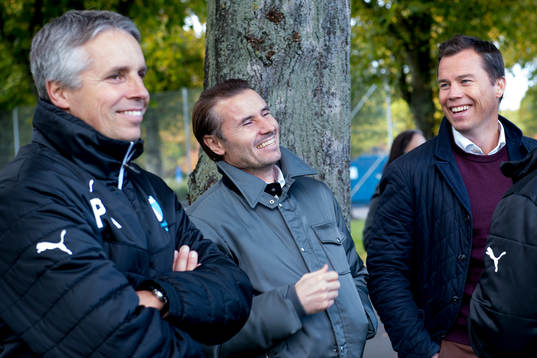 Malmö FFs Per Ågren, Yksel Osmanovski och sportchef Daniel Andersson
