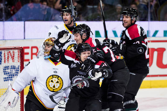Frölundas Ryan Lasch, Patrik Carlsson och Joel Lundqvist