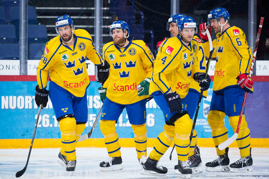 Sveriges Dick Axelsson, Linus Omark, Staffan Kronwall och