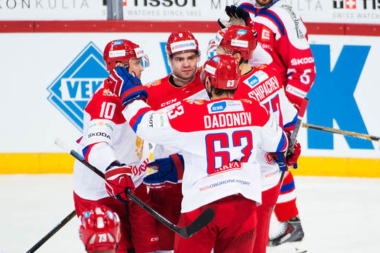 Rysslands spelare jublar