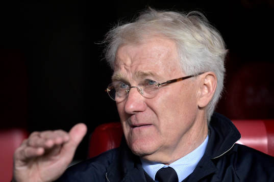 Danmarks förbundskapten Morten Olsen innan fotbollsmatchen i EM-kvalets playoff mellan Danmark och Sverige den 17 november 2015 i Köpenhamn.