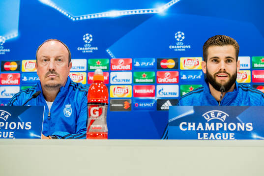 Real Madrids tränare Rafa Benítez och Nacho Monreal