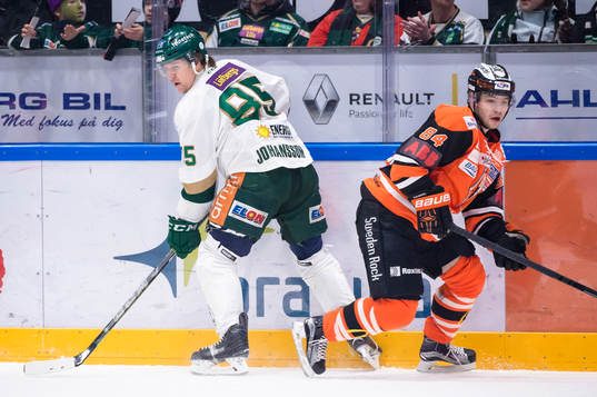 Färjestads Mikael Johansson och Karlskronas Jimmy Andersson