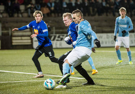 Malmös Piotr Johansson mot Fremad Amagers Kristian Karsum och Malte Meier Carlsen