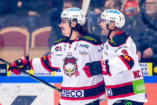 Malmö Redhawks Peter Mueller (v) och Kent McDonell (h)