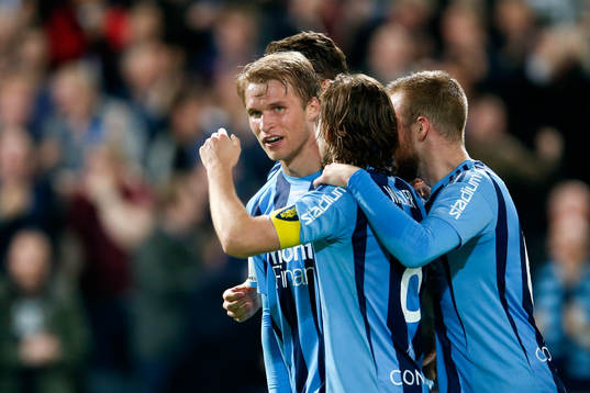 Djurgårdens Sebastian Andersson  jublar efter 2-1