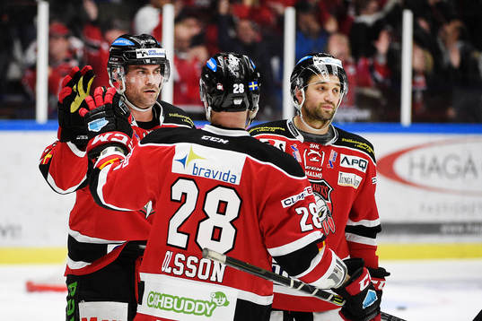Malmö Redhawks spelare jublar