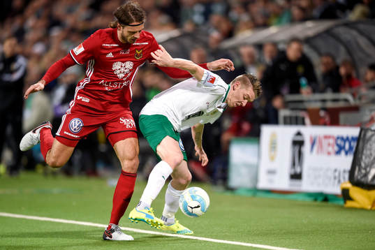 Östersunds Emir Smajic och Hammarbys Birkir Már Saevarsson