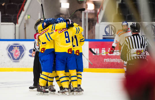 Sveriges spelare jublar