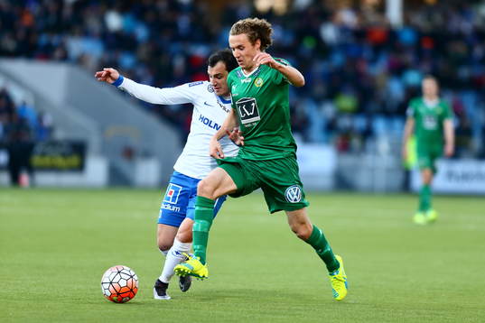 Norrköpings Nikola Tkalcic och Hammarbys Fredrik Torsteinbø
