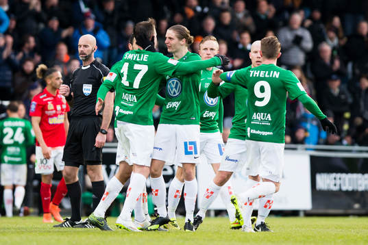 Jönköpings Daryl Smylie och Pawel Cibicki jublar