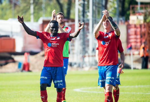 Helsingborgs Lalawélé Atakora och Alexander Achinioti-Jönsson jublar