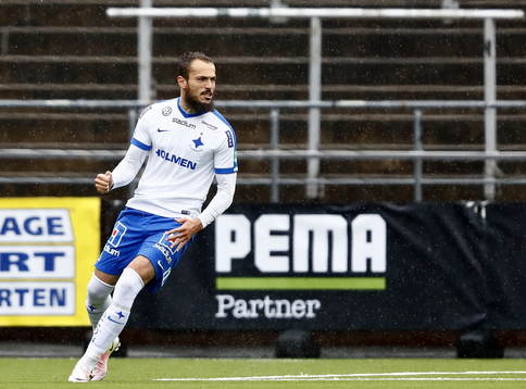 Norrköpings Emir Kujovic jublar efter mål 1-0