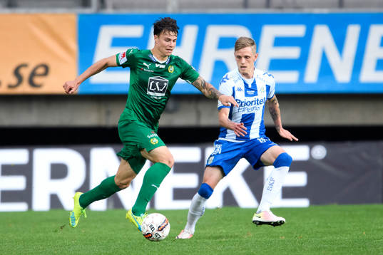 Hammarbys Melker Hallberg och IFK Göteborgs Sören Rieks