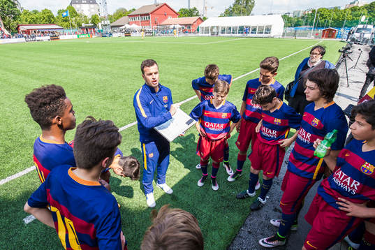 Barcelonas spelare och ledare i paus