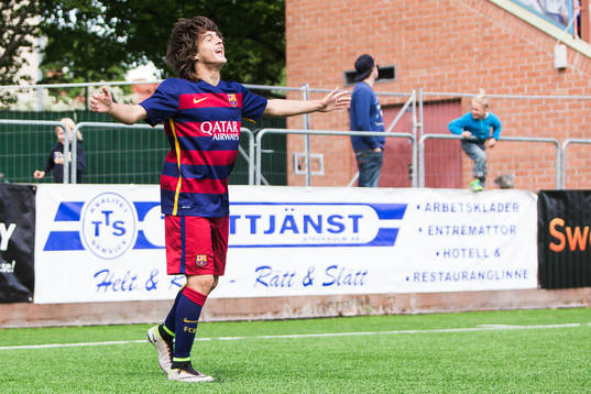 Barcelona Pablo Moreno jublar efter sitt 3-0 mål