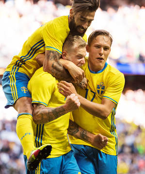 Sveriges Jimmy Durmaz, John Guidetti och Ludwig