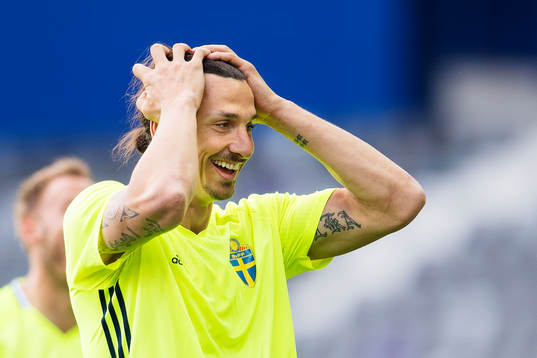 Zlatan Ibrahimovic på Sveriges fotbollslandslags träning