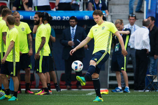 Kim Källström på Sveriges fotbollslandslags träning