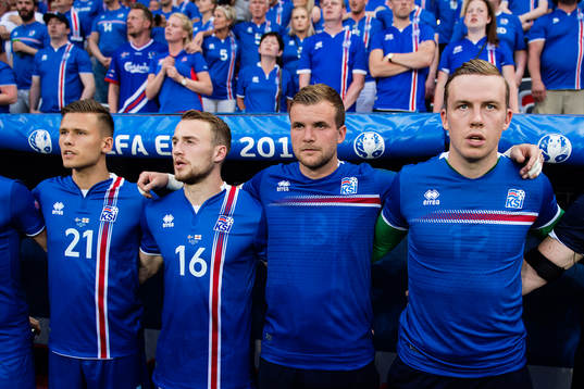 Islands Arnor Ingvi Traustason, Rúnar Már Sigurjonsson, målvakt Ingvar Jonsson, målvakt Ögmundur Kristinsson