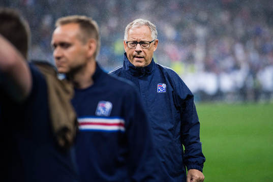 Islands förbundskapten Lars Lagerbäck efter fotbollsmatchen mellan Frankrike och Island