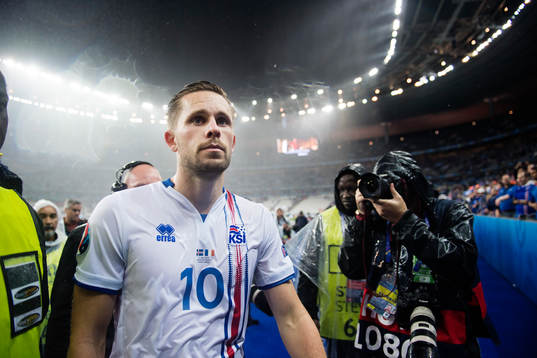 Islands Gylfi Sigurdsson efter fotbollsmatchen mellan Frankrike och Island