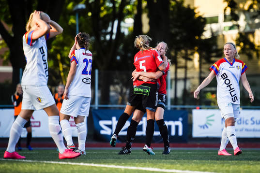 LB07s Michaela Johnsson och Olivia Welin jublar efter mål