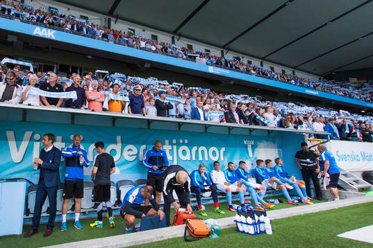 Översiktsbild över Malmö FFs bänk