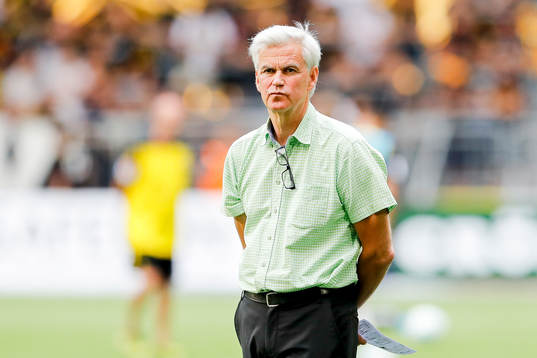 Hammarbys tränare Nanne Bergstrand före fotbollsmatchen i Allsvenskan mellan Hammarby och AIK den 24 juli 2016 i Stockholm. 