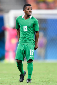 Nigerias Popoola Saliu i fotbollsmatchen mellan Nigeria och Japan den 4 augusti 2016