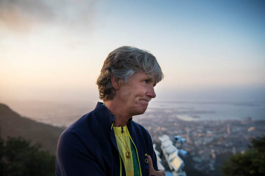 Förbundskapten Pia Sundhage när Sveriges damfotbollslandslag besöker statyn Cristo Redentor, även kallad Jesusstatyn, den 4 augusti 2016