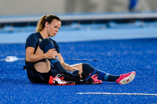 Sveriges Jessica Samuelsson före fotbollsmatchen mellan