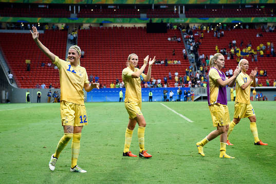 Sveriges Olivia Schough, Emma Berglund, Lisa Dahlkvist och