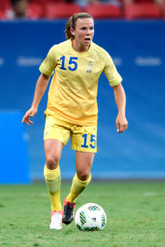 Sveriges Jessica Samuelsson i fotbollsmatchen mellan Kina