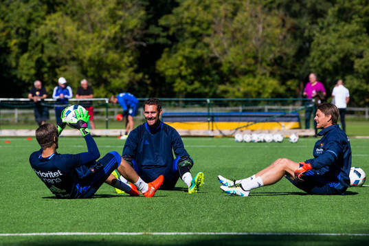 Djurgårdens målvakt Oscar Jonsson, målvakt Andreas Isaksson och målvakt Kenneth Høie
