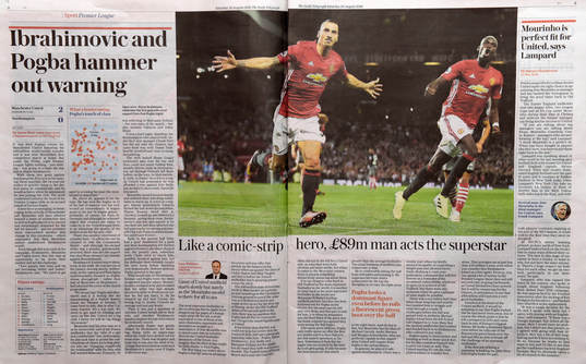 Engelska tidningar skriver om Zlatan Ibrahimovic dagen