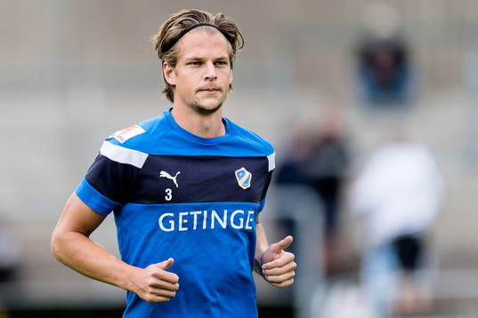 Halmstads Fredrik Liverstam före fotbollsmatchen i
