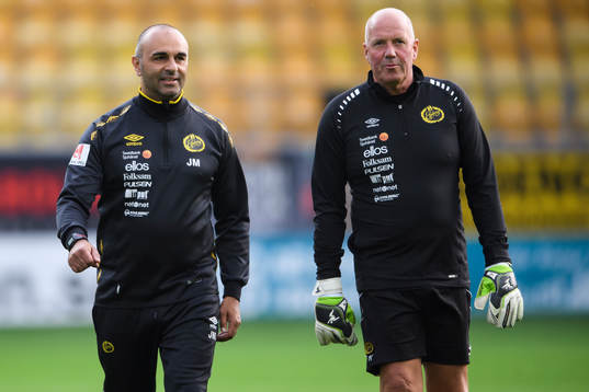 Elfsborgs tränare Jan Mian och målvaktstränare Gert Hansen