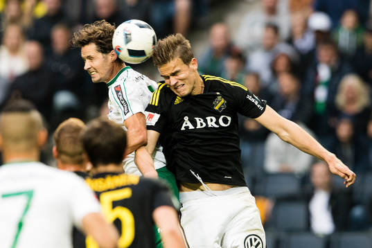 s Eero Markkanen under fotbollsmatchen i Allsvenskan mellan AIK och Hammarby den 28 augusti 2016 i Stockholm. 