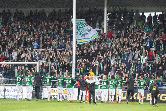 Jönköpings spelare tackar supportrarna