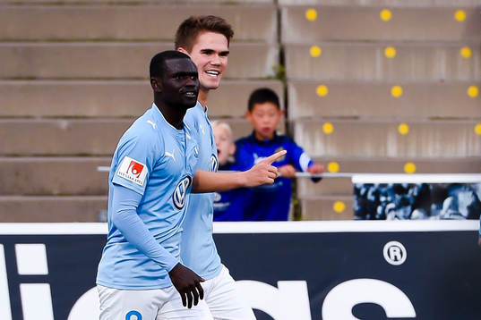 Malmö FFs Vidar Örn Kjartansson jublar efter 0-1