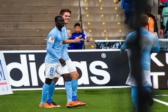 Malmö FFs Vidar Örn Kjartansson jublar efter 0-1
