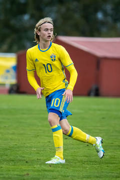 Sveriges Marcus Kanto i fotbollsmatchen mellan Sverige och Norge P15 den 20 september 2016 i Leksand.