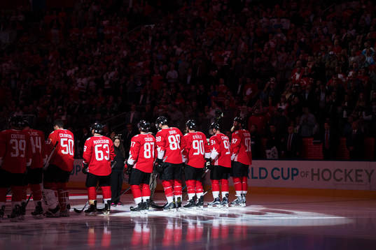 Kanadas spelare med Brad Marchand, Sidney Crosby, Brent