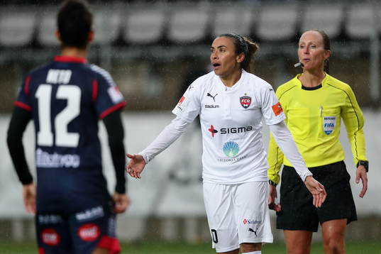 Rosengårds Marta Vieira da Silva reagerar