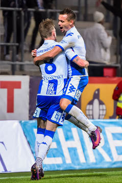 IFK Göteborgs Jakob Ankersen och Sören Rieks jublar